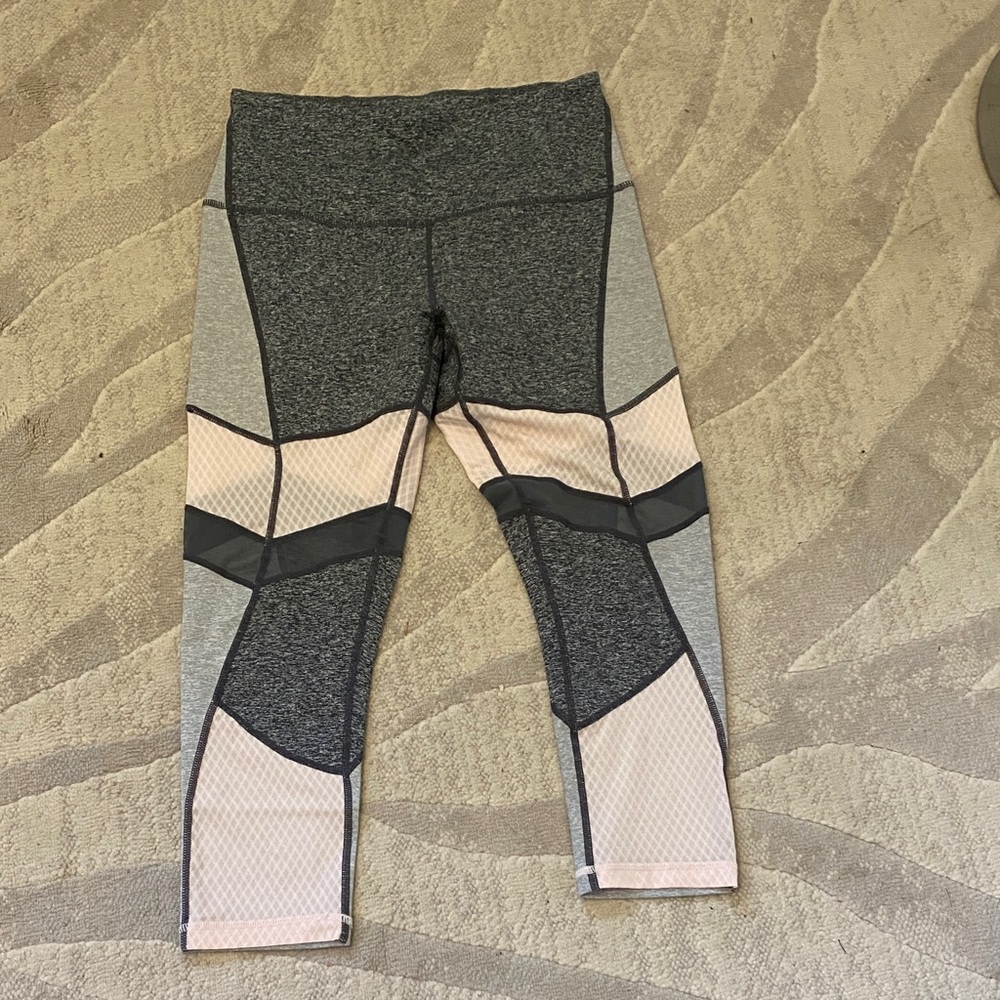 Zella Womens Gray and Pink Patterned Leggings